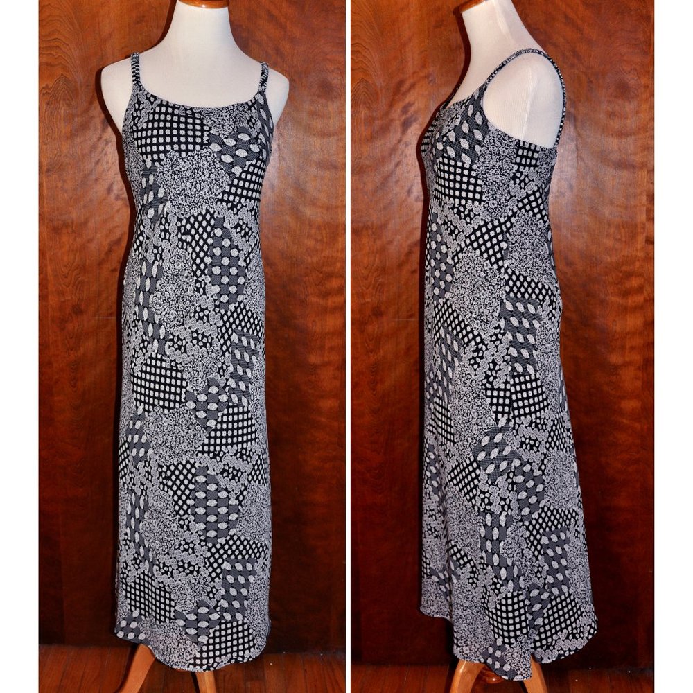 Jessica Howard Black & Dove Gray Spaghetti Strap Maxi Sun Dress Size 4